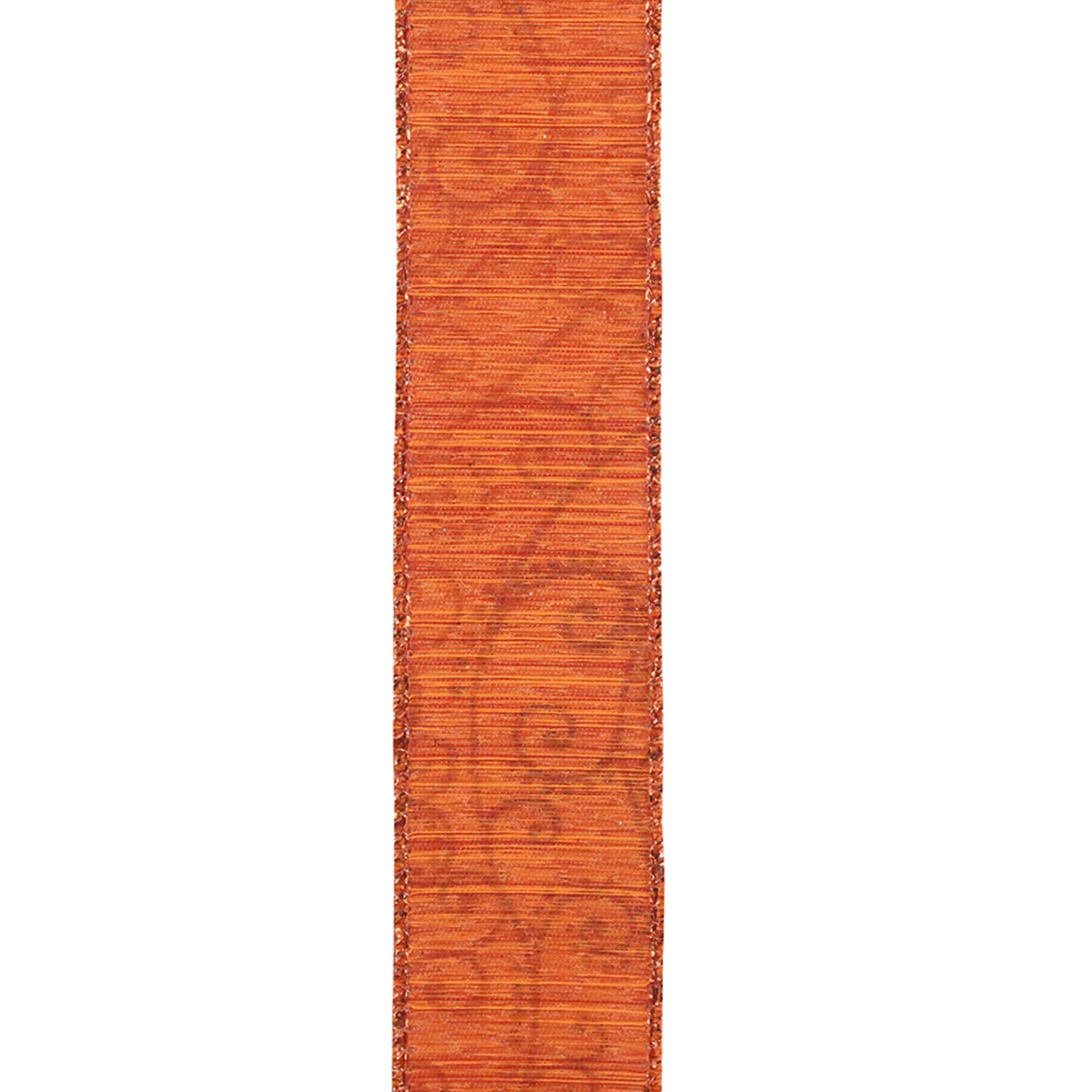 Reliant 1.5" x 20yd. Wired Orange Glitter Swirl Ribbon